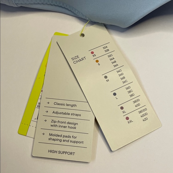 NWT ALL IN MOTION Light Blue Front-Zip Racerback Sports Bra.  Size 34D - Picture 5 of 6